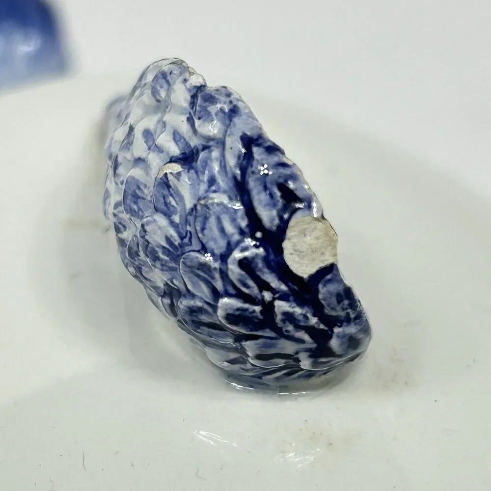 Blue White Ceramic Duck Tureen Ladle Lid Made in Italy Country Farmhouse Decor